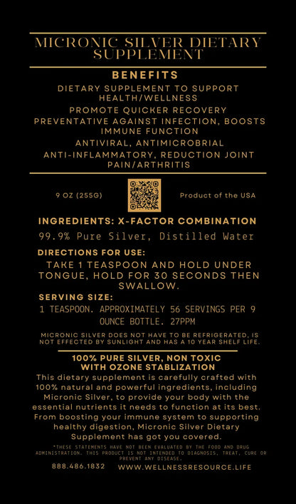 9oz Micronic Silver Dietary Supplement