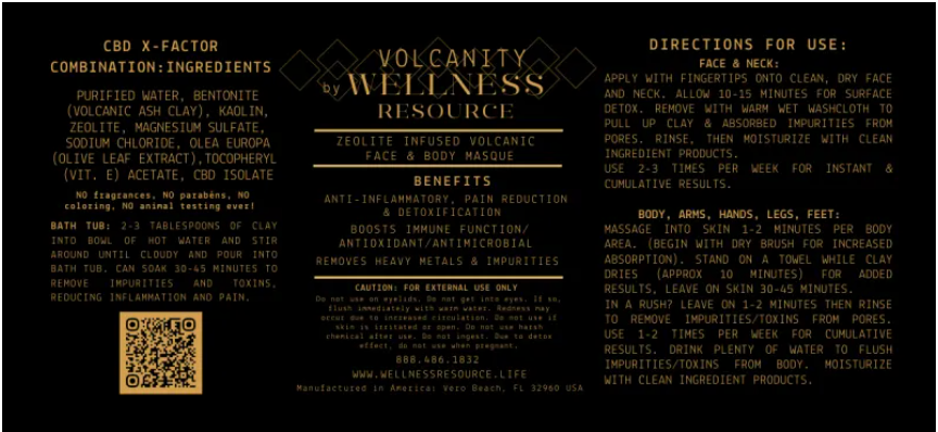 Volcanity 4oz CBD Face & Body Masque with Zeolites